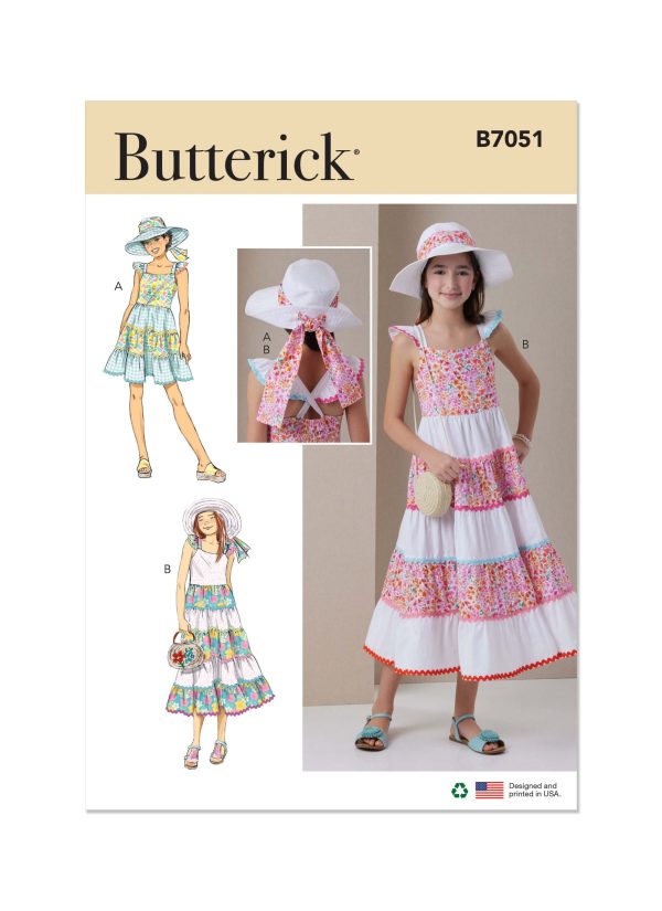 Butterick Sewing Pattern B7049 Toddlers' Dress with Sleeve Variations