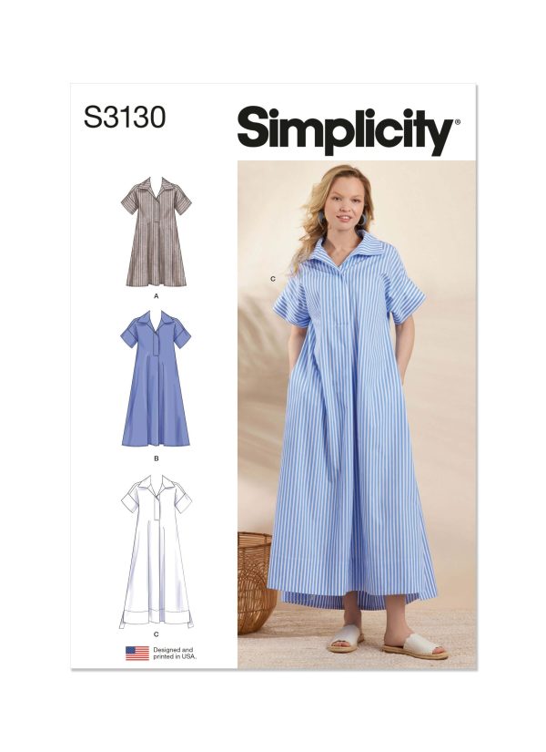 Simplicity Sewing Pattern S3130 Misses' Collared Dress in Three Lengths