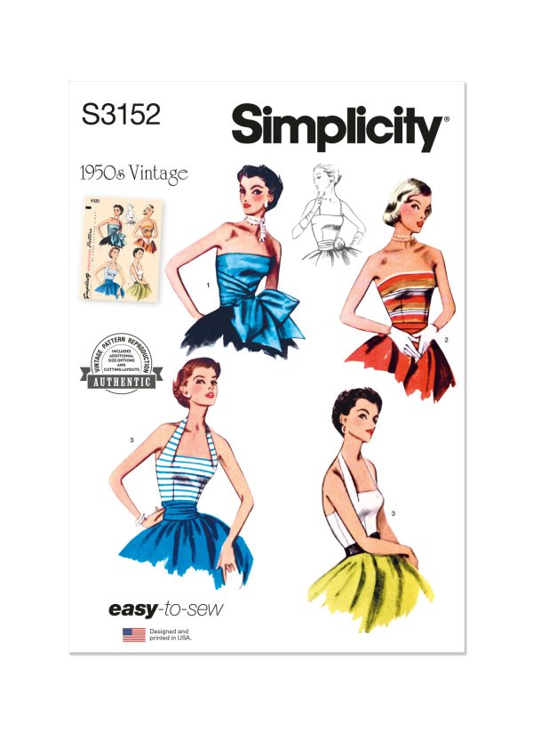 Simplicity Sewing Pattern S3152 Misses' Halter and Strapless Bodice