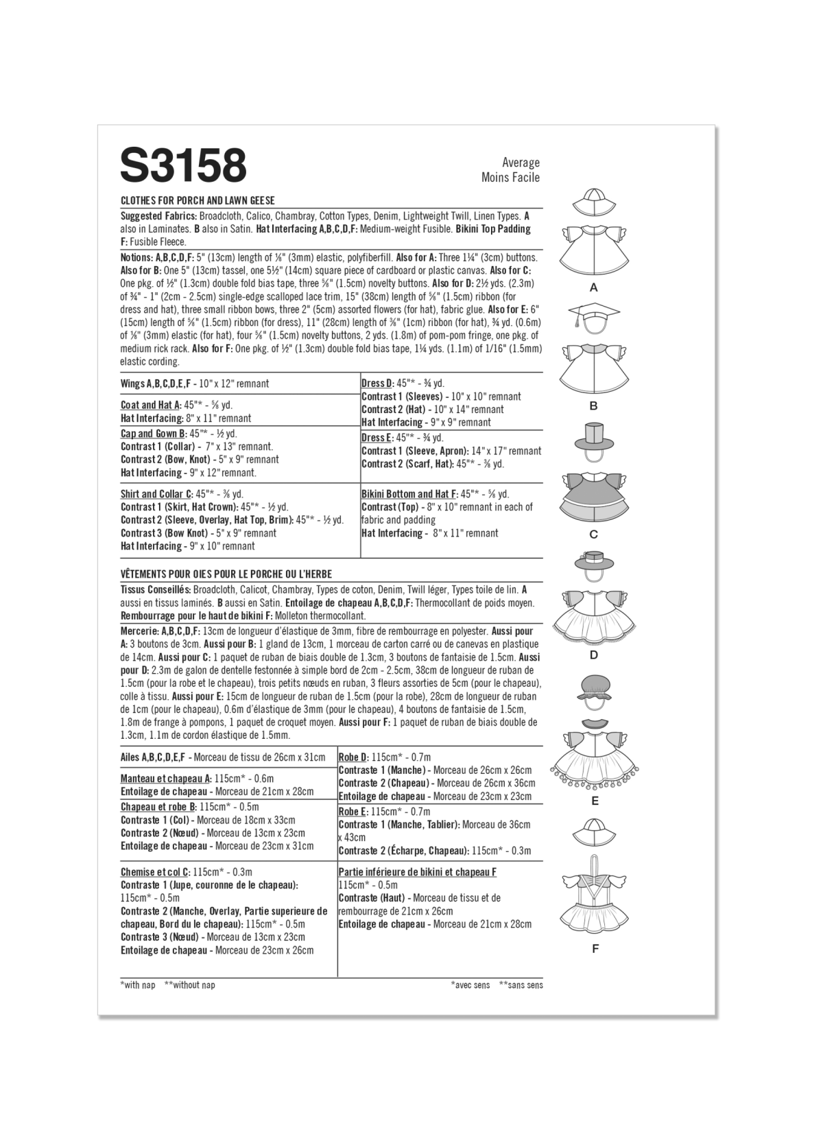 Simplicity Sewing Pattern S3158 Clothes for Porch and Lawn Geese