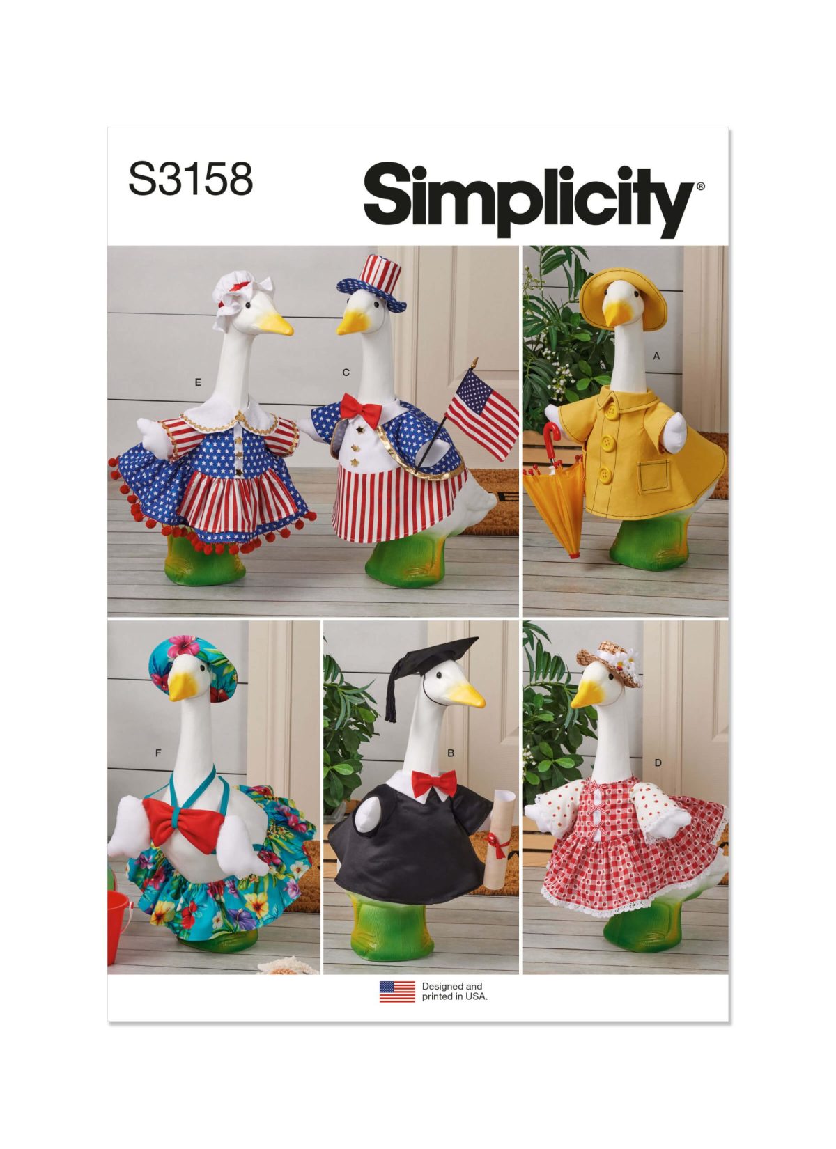 Simplicity Sewing Pattern S3158 Clothes for Porch and Lawn Geese