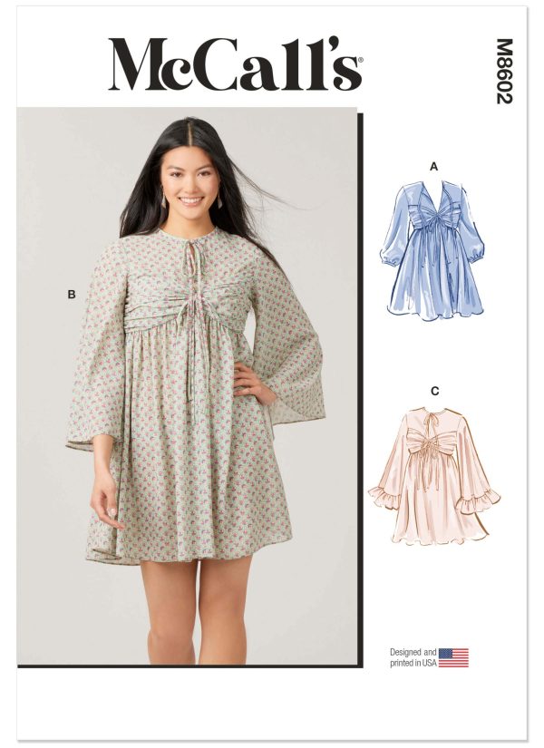 McCall's Sewing Pattern M8602 Misses' Babydoll Dress with Sleeve Variations