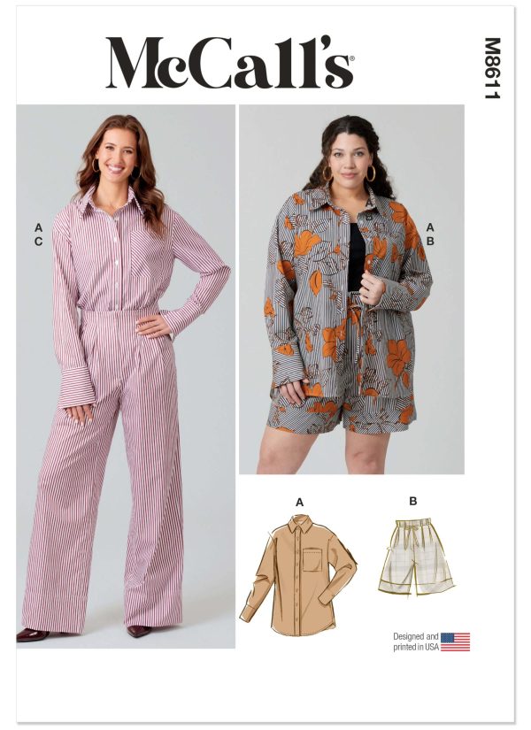 McCall's Sewing Pattern M8611 Misses' and Women's Shirt, Shorts and Trousers
