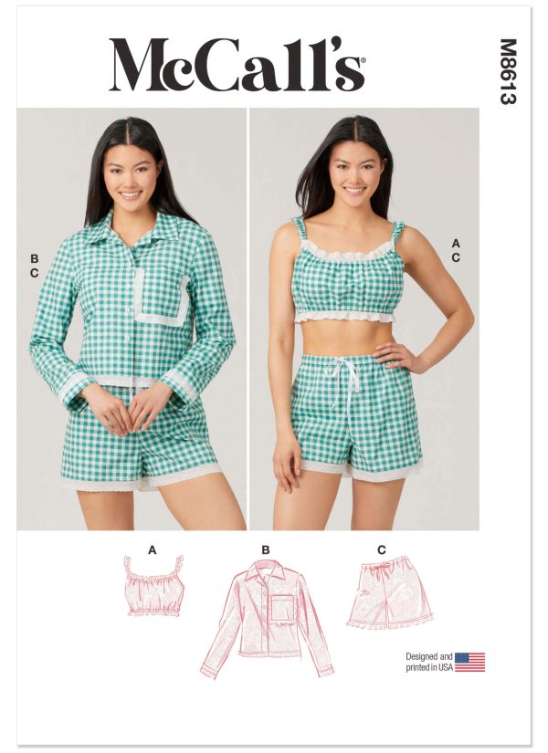 McCall's Sewing Pattern M8613 Misses' Bralette, Shirt and Shorts