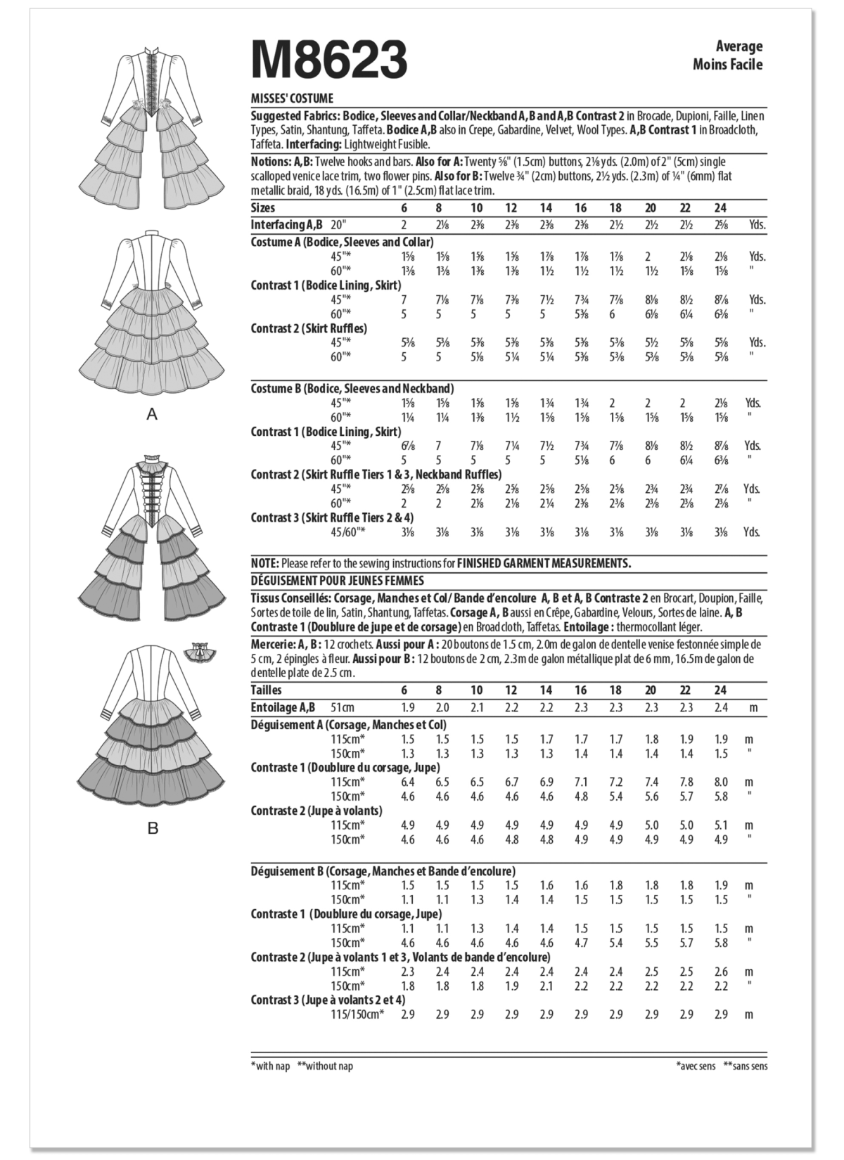McCall's Sewing Pattern M8623 Misses' Costume
