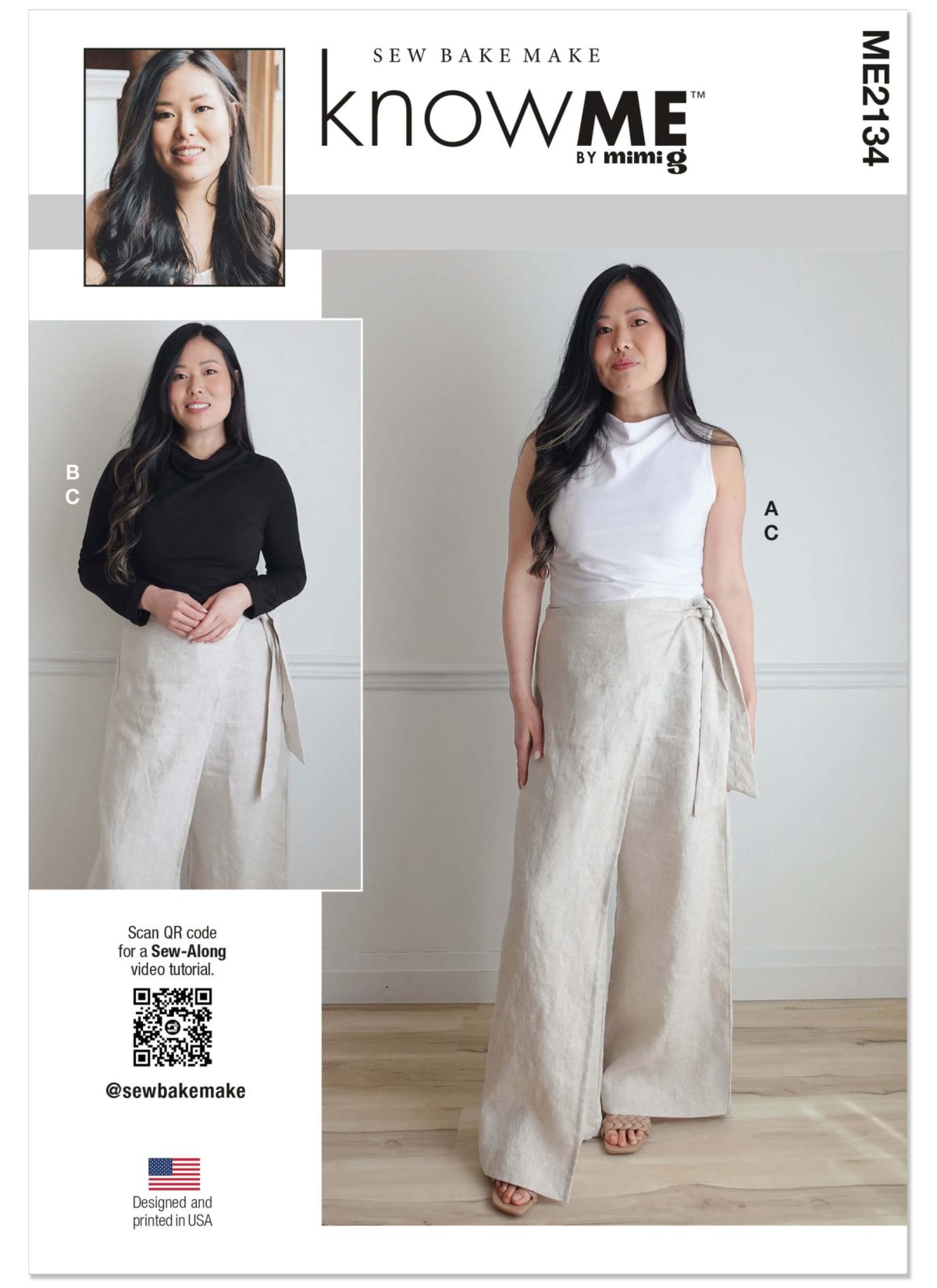 Know Me Sewing Pattern ME2134 Misses' Trouser and Knit Top with Sleeve Variations by Sew Bake Make