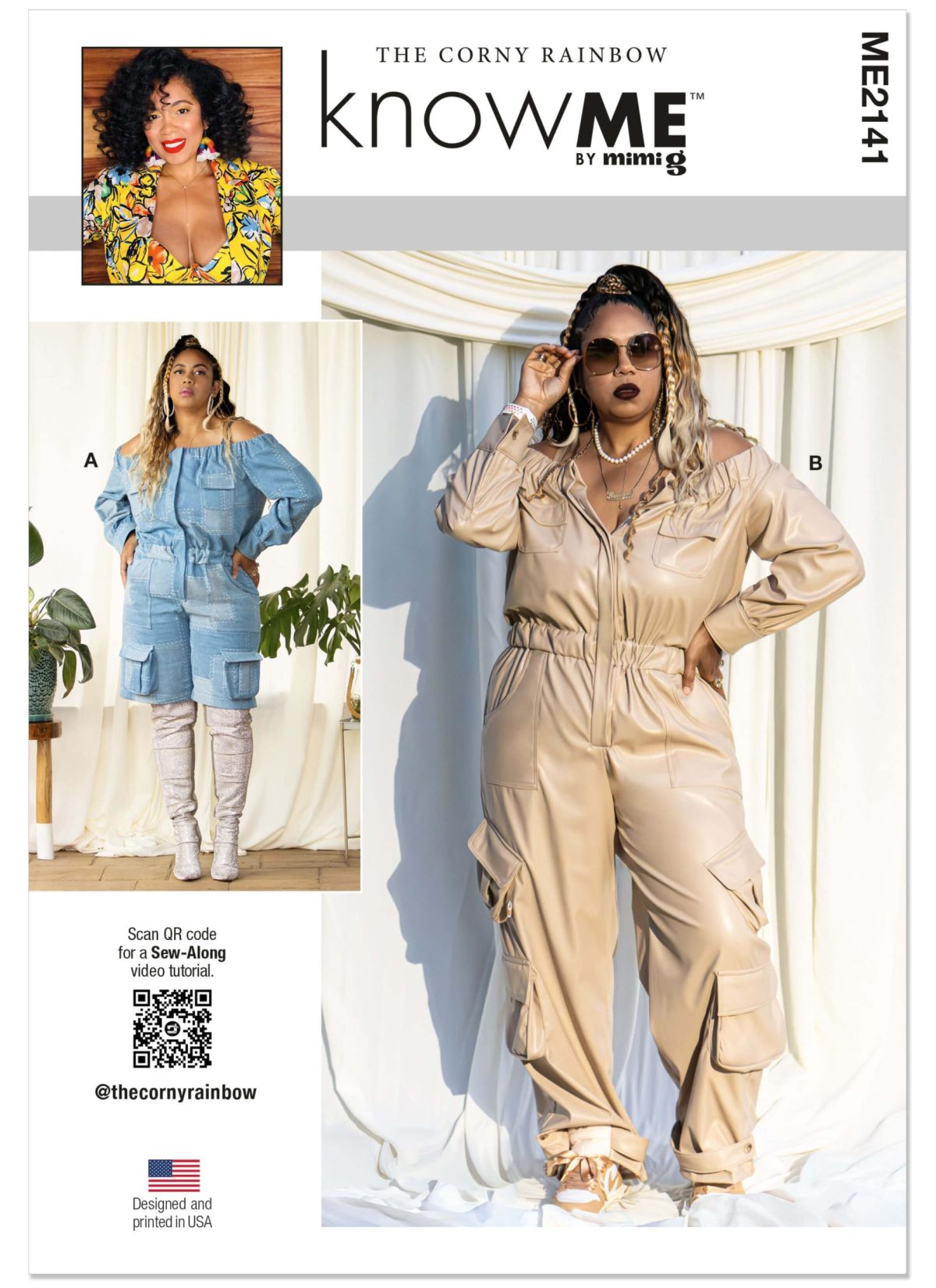 Know Me Sewing Pattern ME2141 Misses' Jumpsuit in Two Lengths by The Corny Rainbow