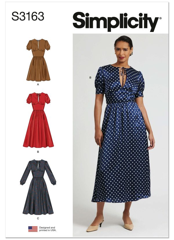 Simplicity Sewing Pattern S3163 Misses' and Women's Dress with Sleeve Variations In Two Lengths