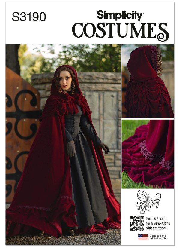 Simplicity Sewing Pattern S3190 Ruffled Romance Cloak by Raine Emery