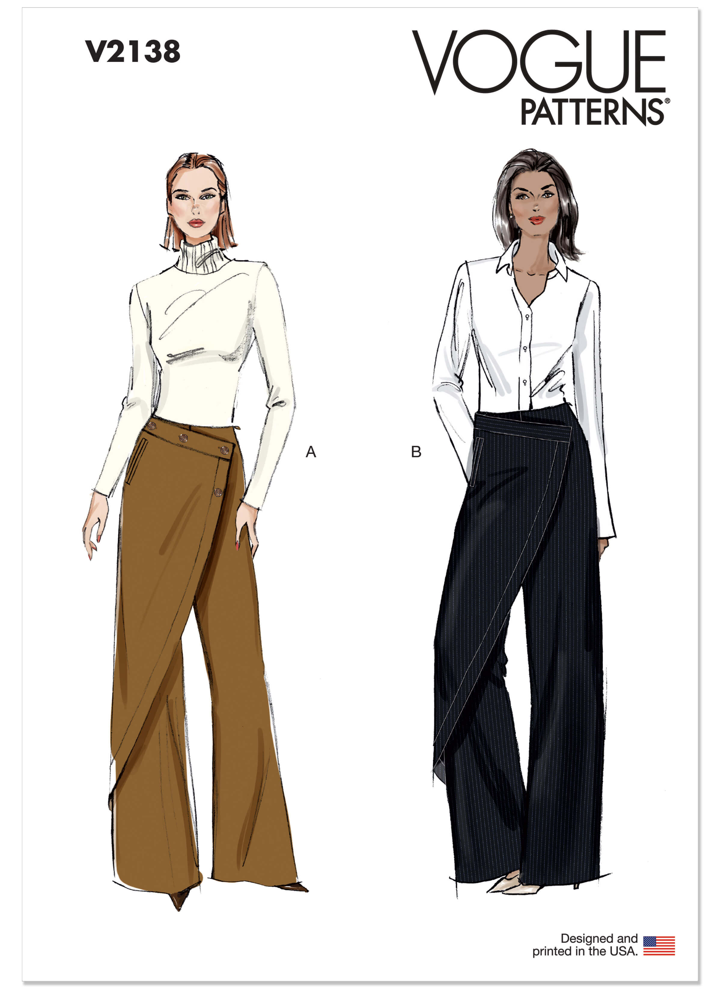 Vogue Patterns Sewing Pattern V2138 Misses' Wrap Trousers
