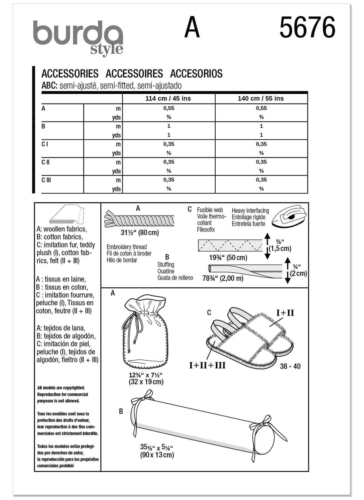 Burda Style Sewing Pattern 5676 Home Decor