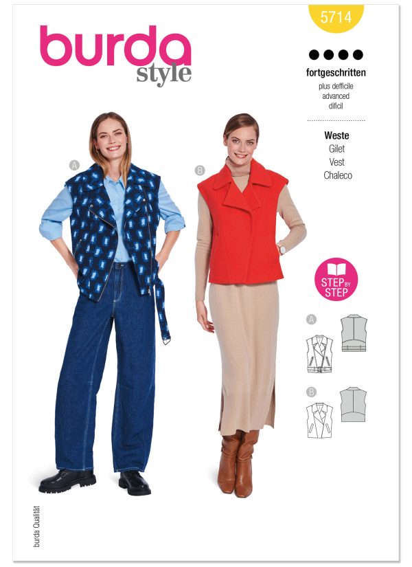 Burda Style Sewing Pattern 5714 Misses' Vests