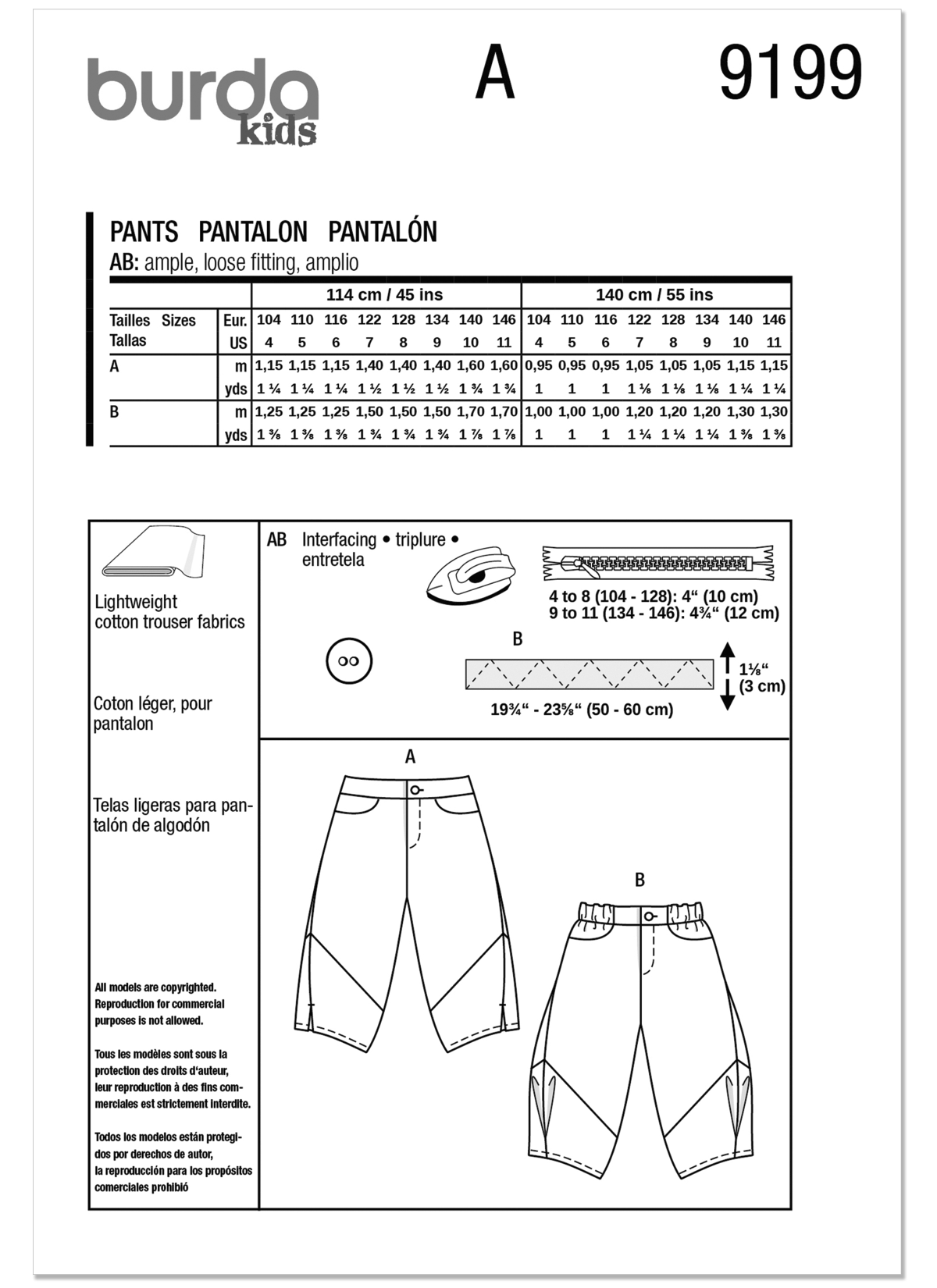 Burda Style Sewing Pattern 9199 Children's Bloomers and Cardigan